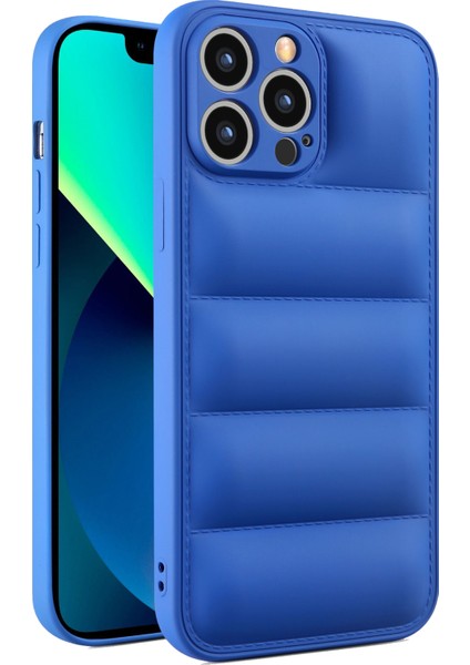 Deilmi Iphone 11 Pro Uyumlu Lacivert Lens Korumalı Renkli Kapitone Görünüm Çizilmez Dapper Silikon Kılıf Kapak