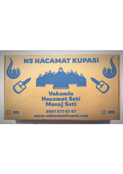 Hacamat Kupası Vakumlu Masaj Seti 20 Adet 7 cm & Hacamat Pompası