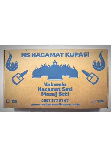 Hacamat Kupası Vakumlu Masaj Seti 20 Adet 7 cm & Hacamat Pompası