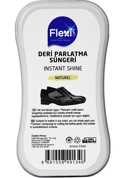 Flexi Care Naturel Spor Deri Likit Ayakkabı Boyası 75 ml + Naturel Deri Ayakkabı Bakım, Temizleme ve Parlatma Süngeri