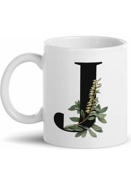 J Harfli Beyaz Kupa Bardak