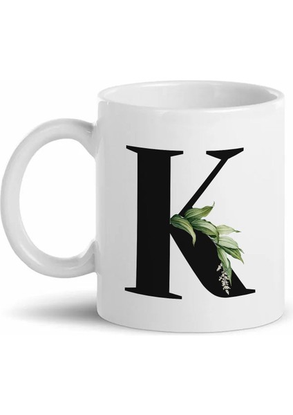 K Harfli Beyaz Kupa Bardak