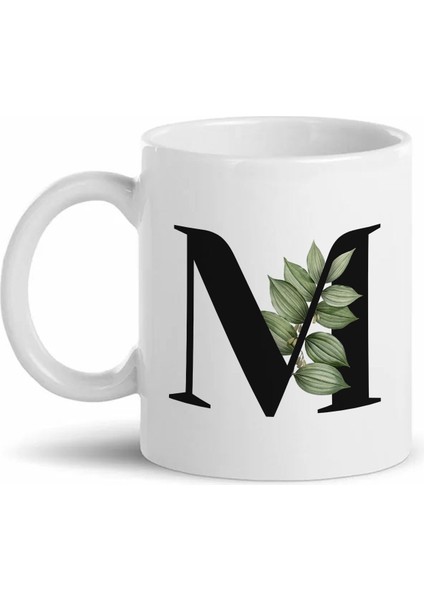 M Harfli Beyaz Kupa Bardak