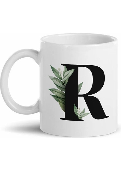 R Harfli Beyaz Kupa Bardak