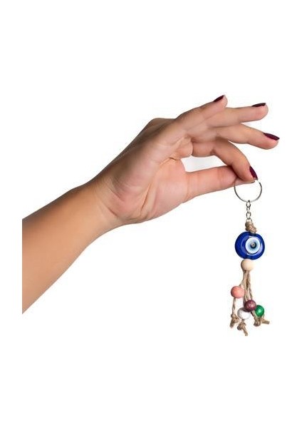 Anahtarlık Kötü Göz Kovucu Nazar Hand Made Hasır Renkli Ahşap Boncuklu Nazarlık Çanta Araba Süsü modelleri