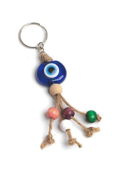Anahtarlık Kötü Göz Kovucu Nazar Hand Made Hasır Renkli Ahşap Boncuklu Nazarlık Çanta Araba Süsü fırsatları