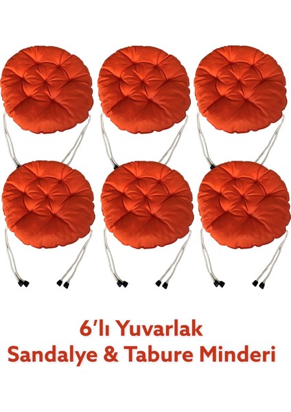 Yuvarlak Tabure Minderi - Puf Minder 6 Adet - 40 cm Çapında