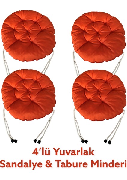 Yuvarlak Tabure Minderi - Puf Minder 4 Adet - 40 cm Çapında