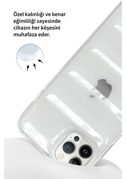 Deilmi Iphone 12 Pro Uyumlu Şeffaf Lens Korumalı Renkli Kapitone Görünüm Çizilmez Dapper Silikon Kılıf Kapak