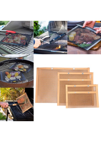 3pcs Barbekü Izgara Çantalar Mesh Torbası Barbekü Izgara Çantası Bahçe Bakır (Yurt Dışından)