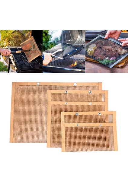 3pcs Barbekü Izgara Çantalar Mesh Torbası Barbekü Izgara Çantası Bahçe Bakır (Yurt Dışından)