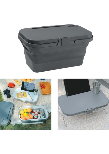 Barbekü Kamp Seyahati Için Çok Fonksiyonlu Katmanlı Deluxe Yaratıcı Katı Seyahat Depolama Sepeti Ile Piknik, Gri (Yurt Dışından) fırsatları