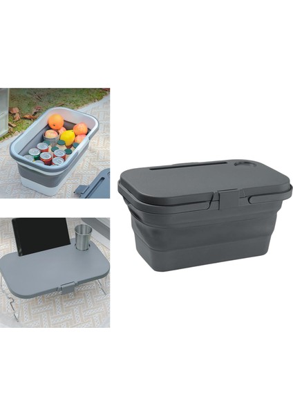 Barbekü Kamp Seyahati Için Çok Fonksiyonlu Katmanlı Deluxe Yaratıcı Katı Seyahat Depolama Sepeti Ile Piknik, Gri (Yurt Dışından) indirimleri