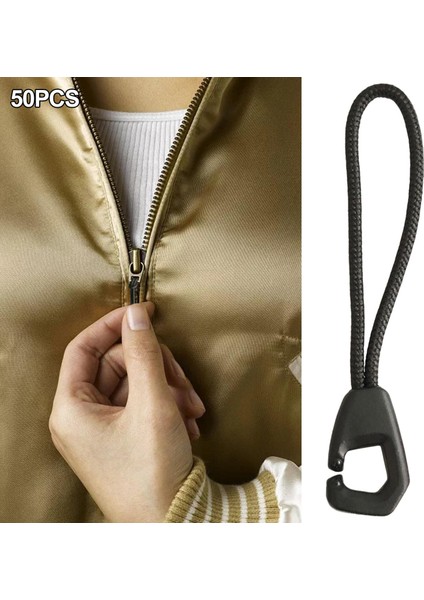 50PCS Zıp Çekme Fermuar Çekme Kablosu Düzelten Yedek Siyah (Yurt Dışından) modelleri