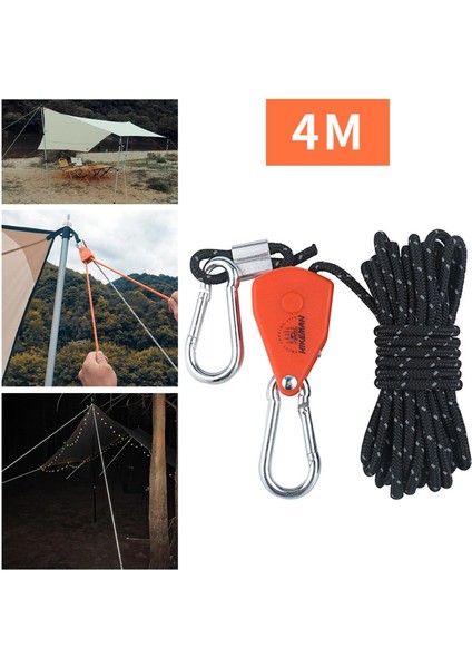 Kasnak Ratchet Halat Askı Rüzgar Ipi Gevşek Metal Dişliler Gevşek Kanıtı 4mm 4m Siyah (Yurt Dışından)