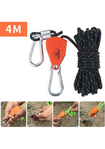Kasnak Ratchet Halat Askı Rüzgar Ipi Gevşek Metal Dişliler Gevşek Kanıtı 4mm 4m Siyah (Yurt Dışından)