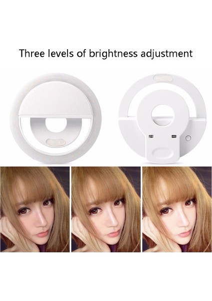 3 Pcs RK12 Cep Telefonu Selfie Dolgu Işık Yuvarlak Şarj LED Dolgu Işığı - Beyaz (Yurt Dışından)