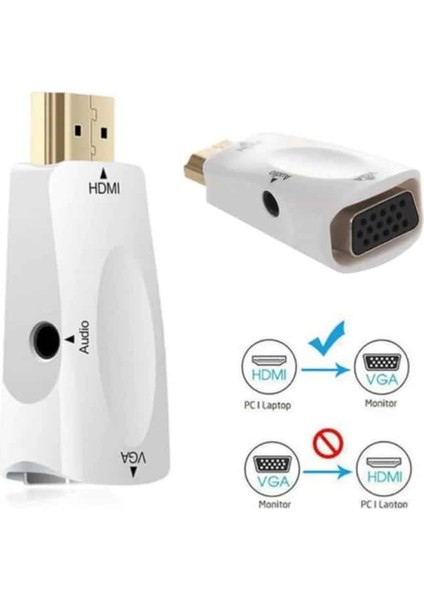HDMI To VGA + Audio Dönüştürücü Adaptör Concord C-844