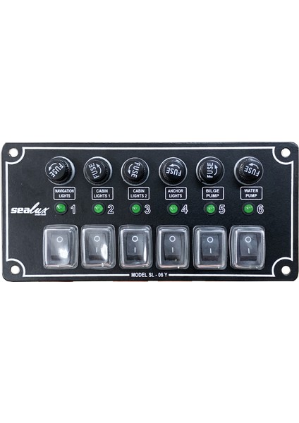Switch Panel 6 Anahtarlı Yatay 12-24v Sigorta Paneli 80X170mm