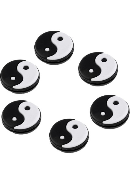 4X6PARÇA Yin Yang Tenis Raket Titreşim Sönümleyici Şok Emici Siyah Beyaz 4 Adet (Yurt Dışından)