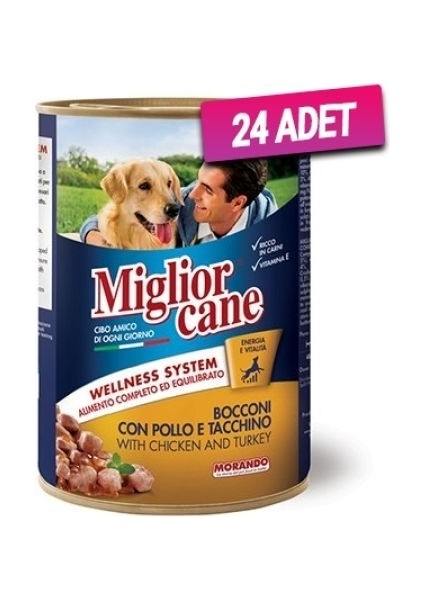 24 Adet - Tavuk ve Hindili Yetişkin Köpek Konservesi 405 gr