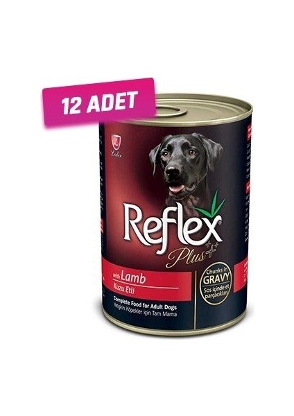 12 Adet - Plus Kuzulu Yetişkin Köpek Konservesi 400 gr