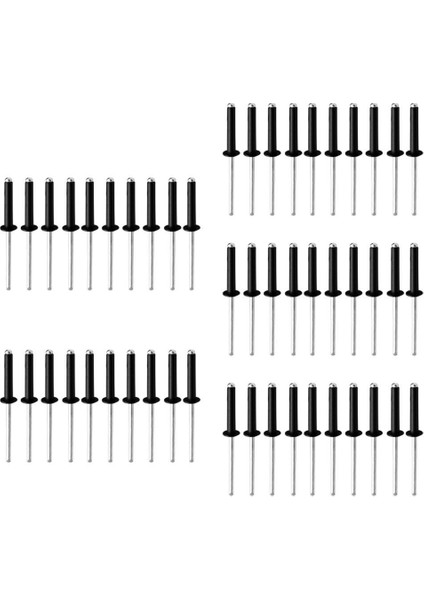 50 x Siyah Alüminyum Perçinler 4.0 mm. x 6/8/10/12/14/16/20 mm. Kör Flanşlı Perçinler - M4 x 16 (Yurt Dışından)