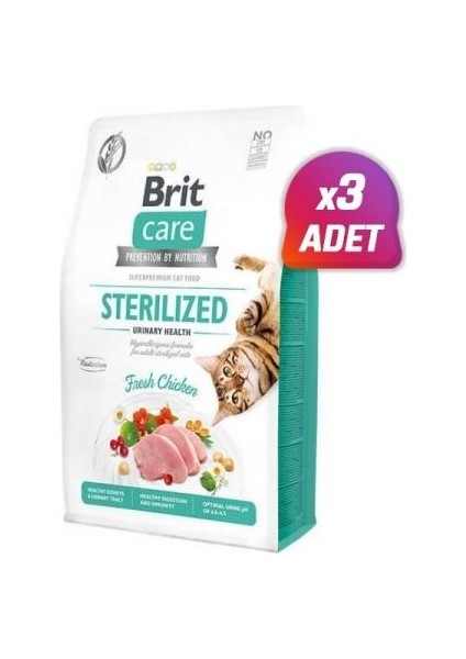 3 Adet - Brit Care Hipoalerjenik Sterilized Urinary Tahılsız Tavuklu Kısırlaştırılmış Kedi Maması 2 kg