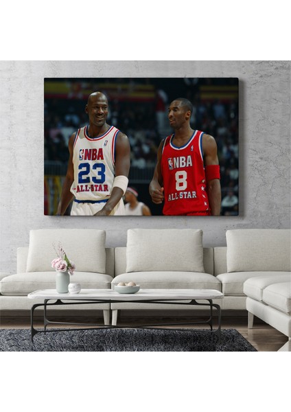 Lilafil Michael Jordan ve Kobe Bryant Kanvas Tablo ( Tek Parça )