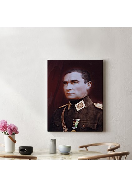 Lilafil Atatürk Portre Tablosu Mustafa Kemal Atatürk Dikdörtgen Dekoratif Kanvas Tablo