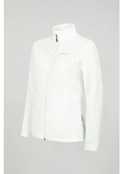 Peridot Tam Fermuarlı Kadın Polar Sweatshirt Beyaz 2ASPRD11050