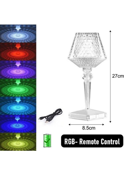 Crystal Palace Dokunmatik Şarjlı Masa Lambası - Sihirli LED Lamba - Rgb Kumandalı Ledli Gece Lambası - 7 Renklidir