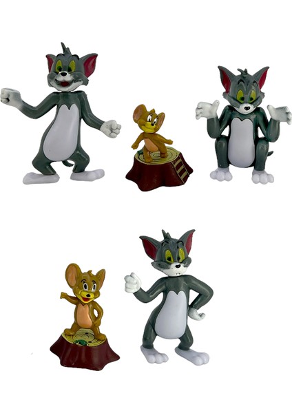 Oyuncak Tom ve Jerry Karakter Seti Kedi Tom Jery Fare Figür 5li