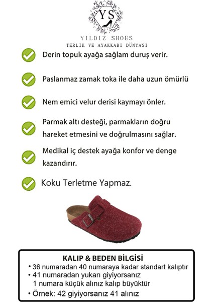 Yıldız Shoes Hogus Ithal Unisex Kışlık Önü Kapalı Keçeli Günlük Sabo Ev Terliği Misafir Ev Terliği Gri