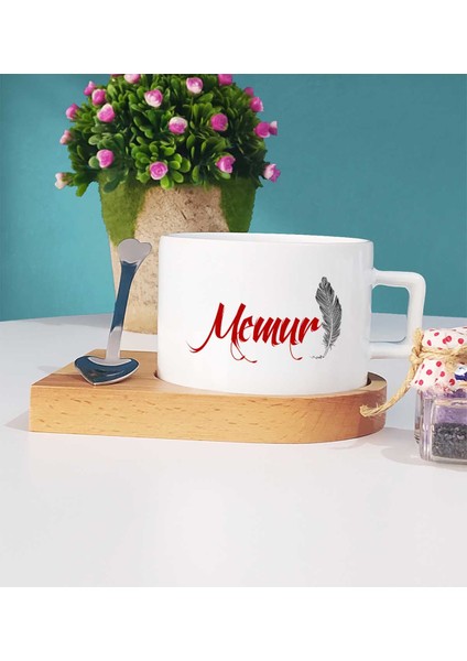Memur Hediye Ahşap Altlıklı Fincan