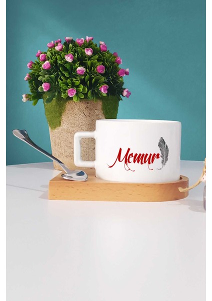 Memur Hediye Ahşap Altlıklı Fincan