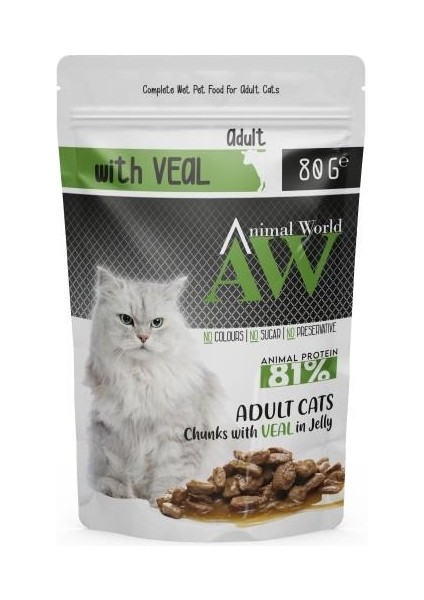 Animal World Dana Etli Hassas Sindirim Kedi Konserve Pouch 80 gr