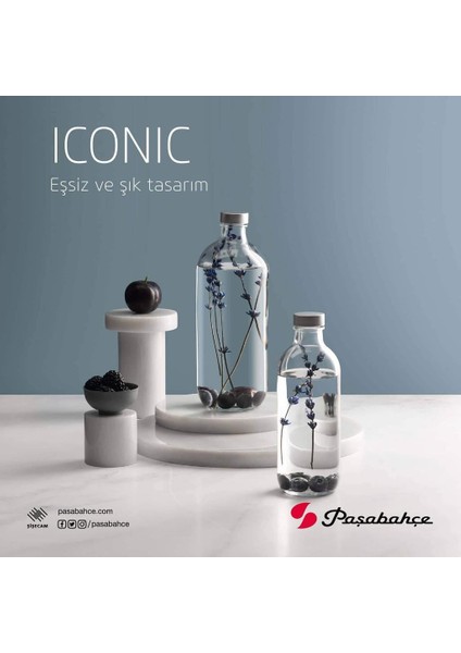 Iconic Cam Su Şişesi 1lt 80356 Limonata Şişesi,su ve Meyve Suyu Şisesi