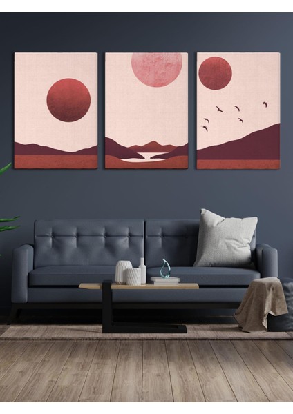 Minimal Manzara Kanvas Tablo Seti 3 Adet x 40X55CM