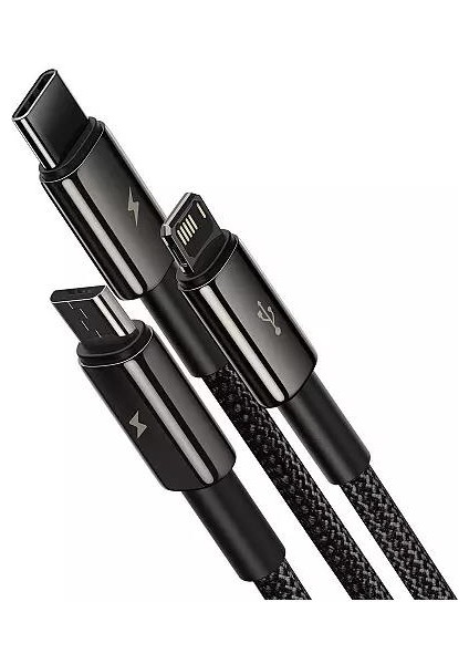 Tungsten Gold 3 In 1 USB To Type C, Lightning, Micro Şarj Data Kablosu