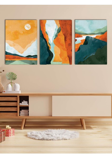 Soyut Manzara Kanvas Tablo Seti 3 Adet x 40X55CM