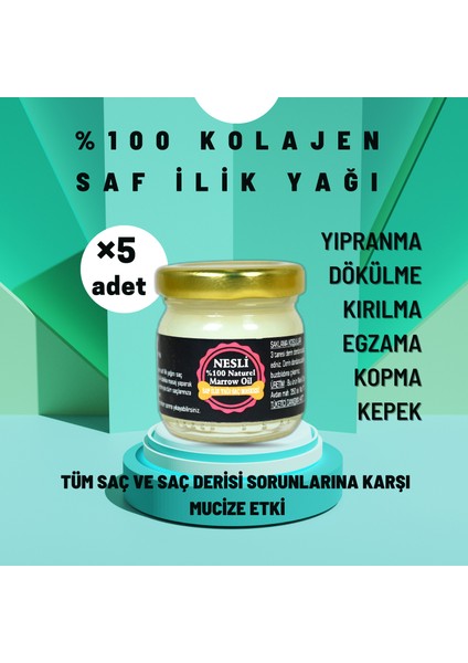 Saf İlik Yağı Saç Bakım & Onarım Maskesi-Doğal (5x40ml) Dökülme-Yıpranma-Kepek-Kırılma-Kopma-Egzama