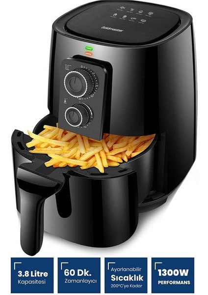 Vital Dinamik Hava Akımı Teknolojili 3.8 Litre Airfryer Yağsız Kızartma Sıcak Hava Fritöz GM7477