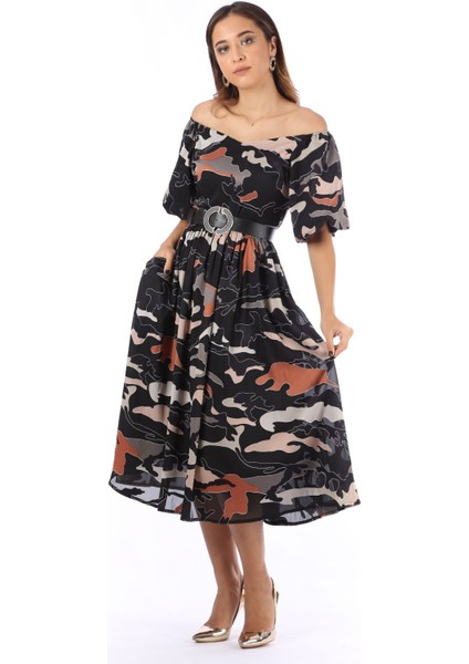 Kadın Renkli Desenli Şifon Elbise fiyatları