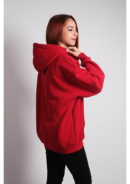 Unisex Oversize Hoodie Soru Işareti Kuru Kafa Kırmızı fırsatları