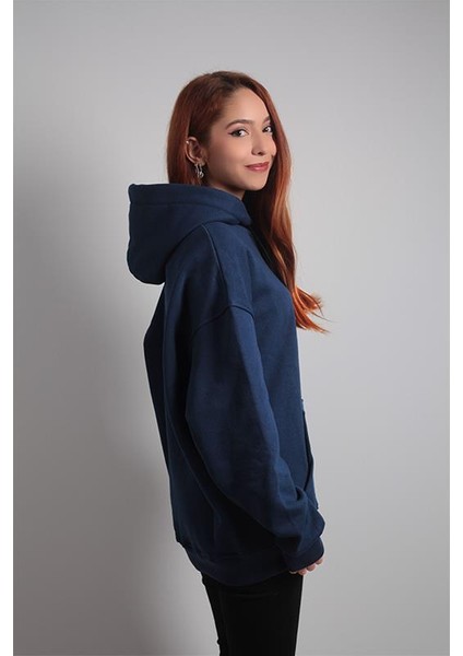 Unisex Oversize Hoodie Moon Lacivert