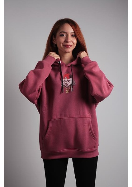 Unisex Oversize Hoodie Dolar Kolyeli Panda Gül Kurusu fiyatları