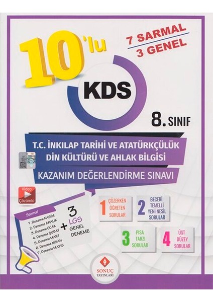 8.Sınıf 10'lu T.c. Inkılap Tarihi ve Atatürkçülük-Din Kültürü ve Ahlak Bilgisi Kazanım Değerlendirme Sınavı