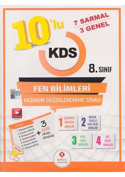 8.Sınıf 10'lu Fen Bilimleri Kazanım Değerlendirme Sınavı