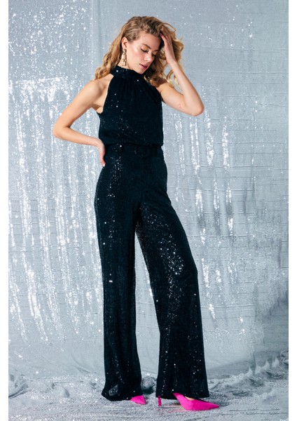 Kemerli Payet Pantolon - Siyah fırsatları